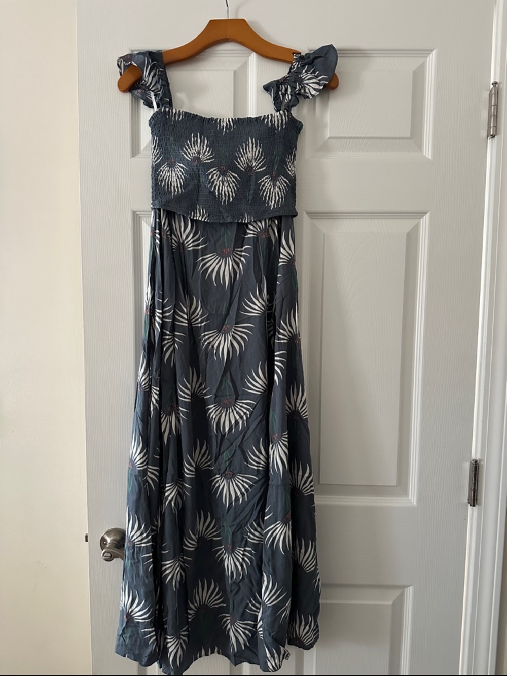 Lulus Small Trancoso Dusty Blue Floral Print Two-Piece Maxi Dress